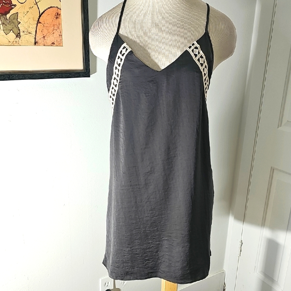 Gray Slip Dress with Lace Detail By Midnight Bakery Size Meduim. Clubing, Partys